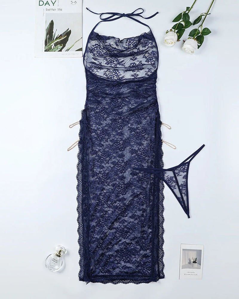 Romantic Lace High Slit Nightgown Avidlove-Nightgown - Tophatter Daily Deals