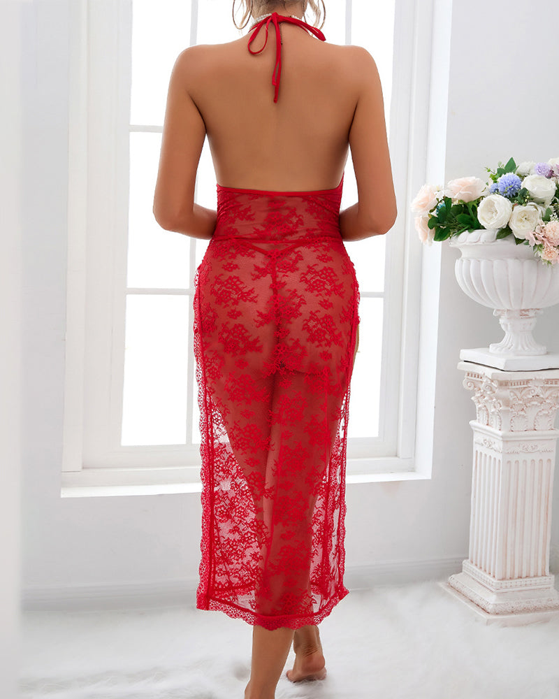 Romantic Lace High Slit Nightgown Avidlove-Nightgown - Tophatter Daily Deals