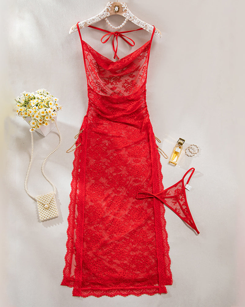 Romantic Lace High Slit Nightgown Avidlove-Nightgown - Tophatter Daily Deals