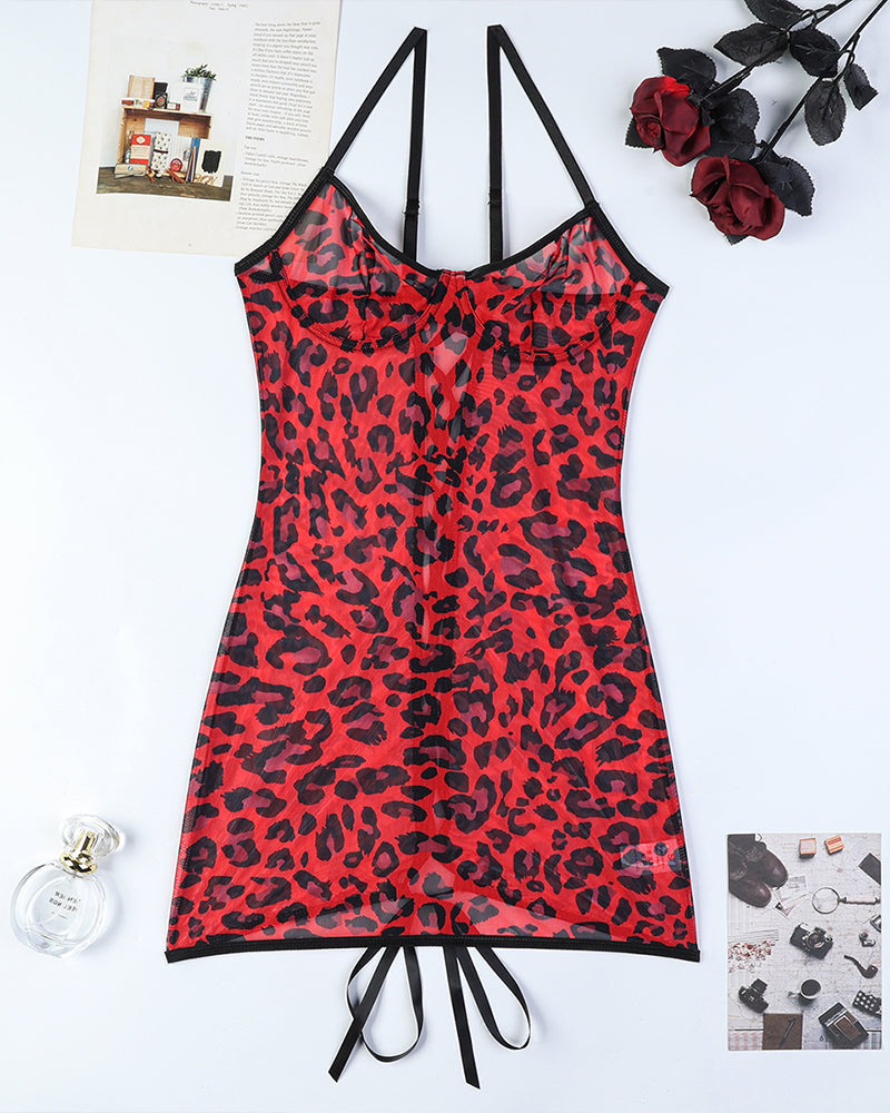 Leopard Backless Lace Up Mini Dress Avidlove-Chemises - Tophatter Daily Deals