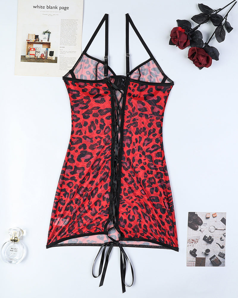 Leopard Backless Lace Up Mini Dress Avidlove-Chemises - Tophatter Daily Deals