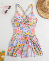 Cross straps Side Drawstring Swim Dress Avidlove-Swimsuit - Tophatter Daily Deals