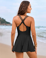 Cross straps Side Drawstring Swim Dress Avidlove-Swimsuit - Tophatter Daily Deals