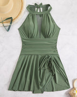 Plus Size Halter Neck Swim Dress Avidlove-Swimsuit - Tophatter Daily Deals