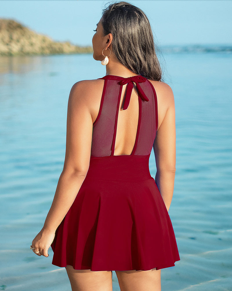 Plus Size Halter Neck Swim Dress Avidlove-Swimsuit - Tophatter Daily Deals