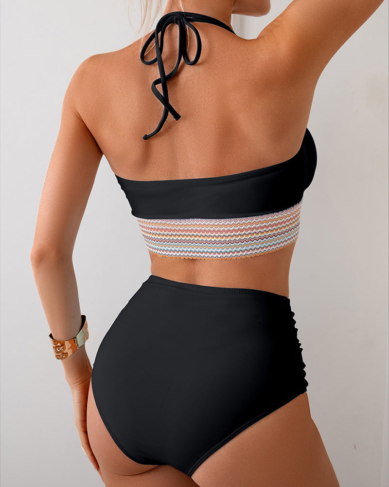 Color Block Drawstring Bikini Set Avidlove-Swimsuit - Tophatter Daily Deals