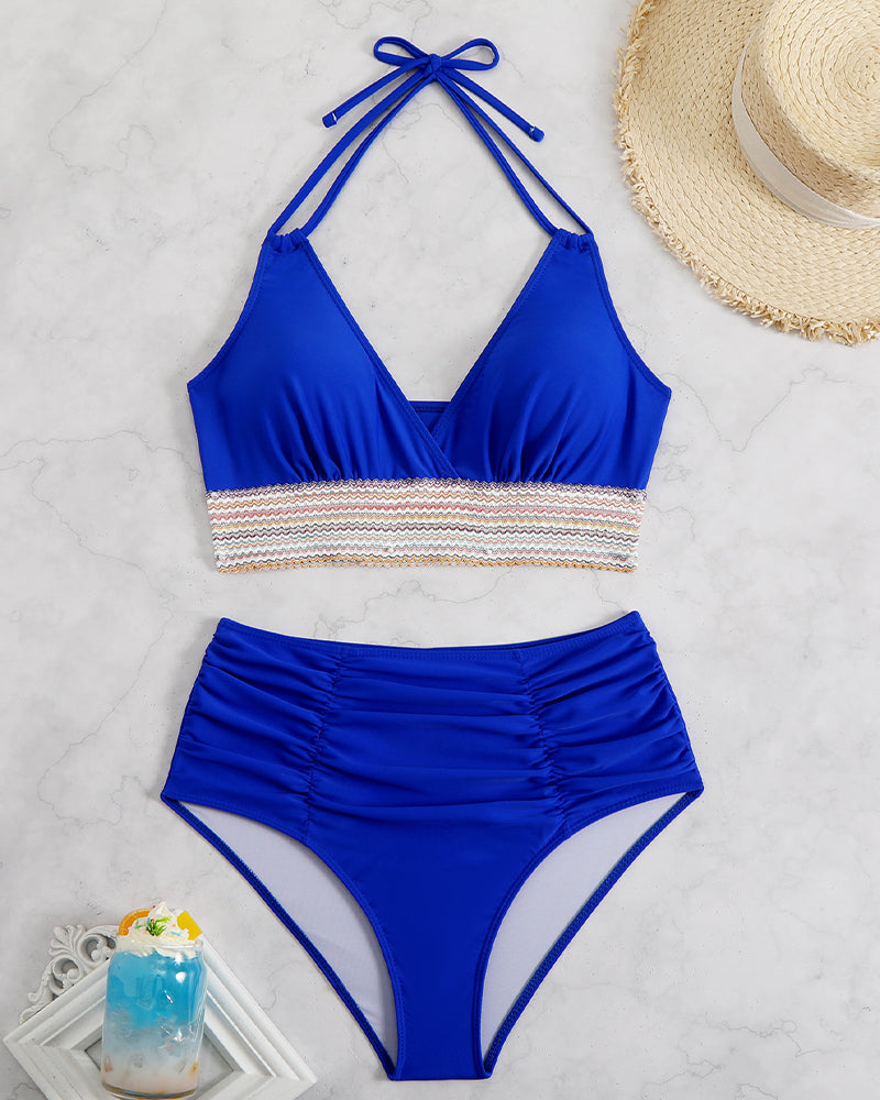 Color Block Drawstring Bikini Set Avidlove-Swimsuit - Tophatter Daily Deals