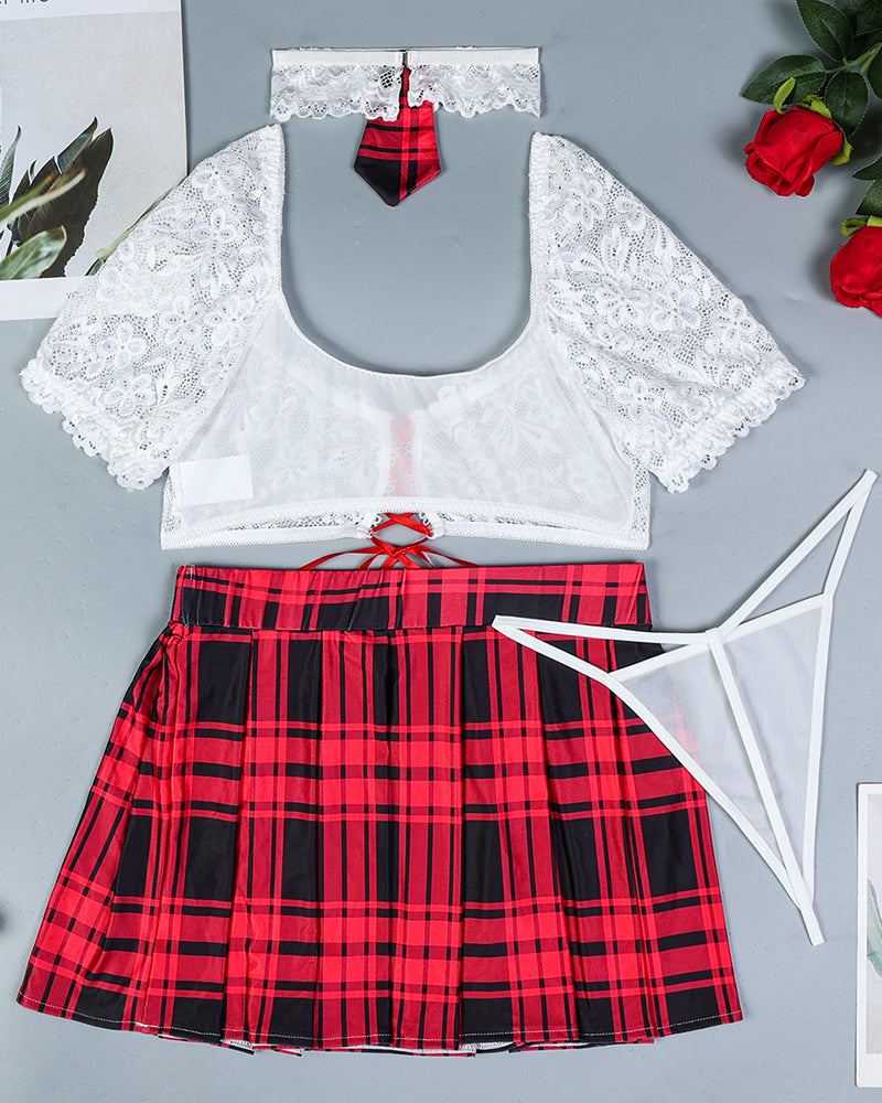 Plaid Scholastic Maid Lingerie Skirt Set Avidlove-Skirt Set - Tophatter Daily Deals