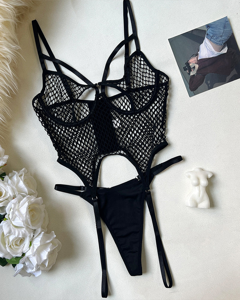 Fishnet See-Through Bodysuit With Panty Avidlove-Bodysuits - Tophatter Daily Deals