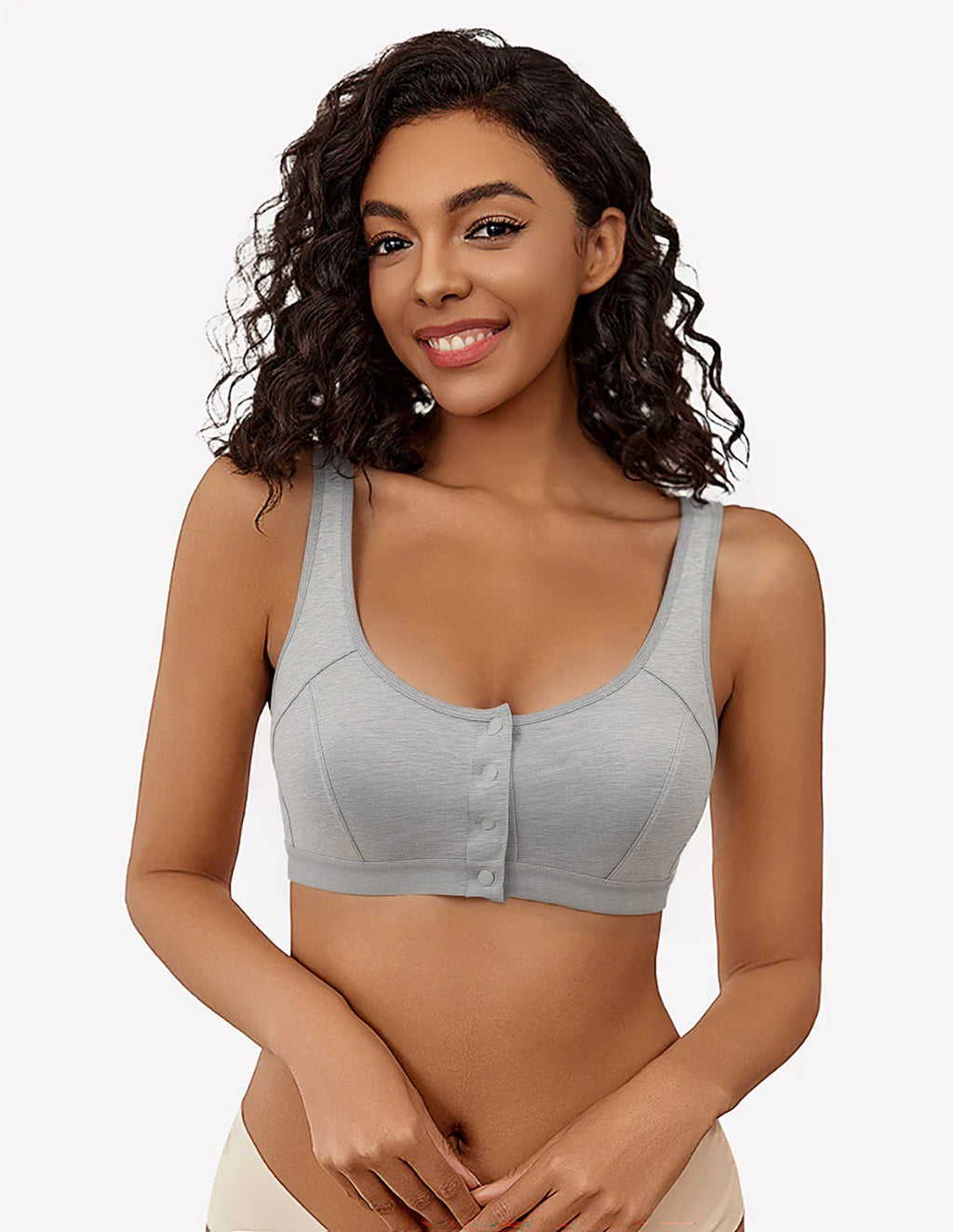 Front Clasp Non-Wired Bra Grey Avidlove-Bra - Tophatter Daily Deals
