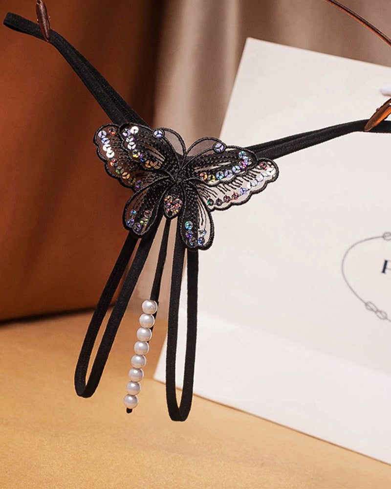 【M】Black Pearl Sequined Mesh Panty Black One Size Avidlove-Panty - Tophatter Daily Deals