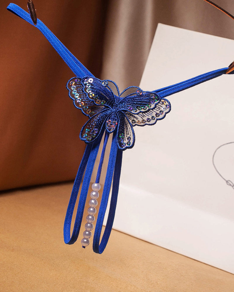 Pearl Sequined Mesh Low Rise Panties Blue One Size Avidlove-Panty - Tophatter Daily Deals