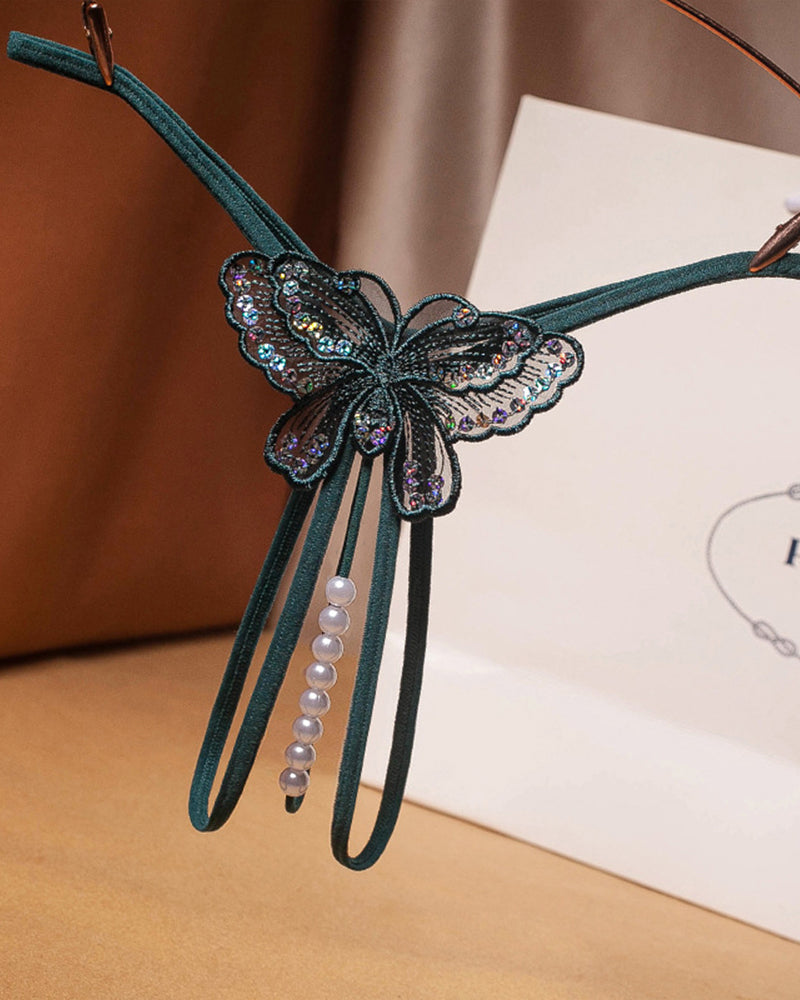 Pearl Sequined Mesh Low Rise Panties Dark Green One Size Avidlove-Panty - Tophatter Daily Deals