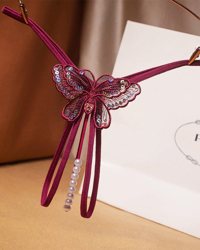 Pearl Sequined Mesh Low Rise Panties Wine Red One Size Avidlove-Panty - Tophatter Daily Deals