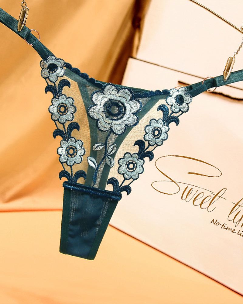 Low Waist Triangle Lace Thong Panties Dark Green One Size Avidlove-Panty - Tophatter Daily Deals