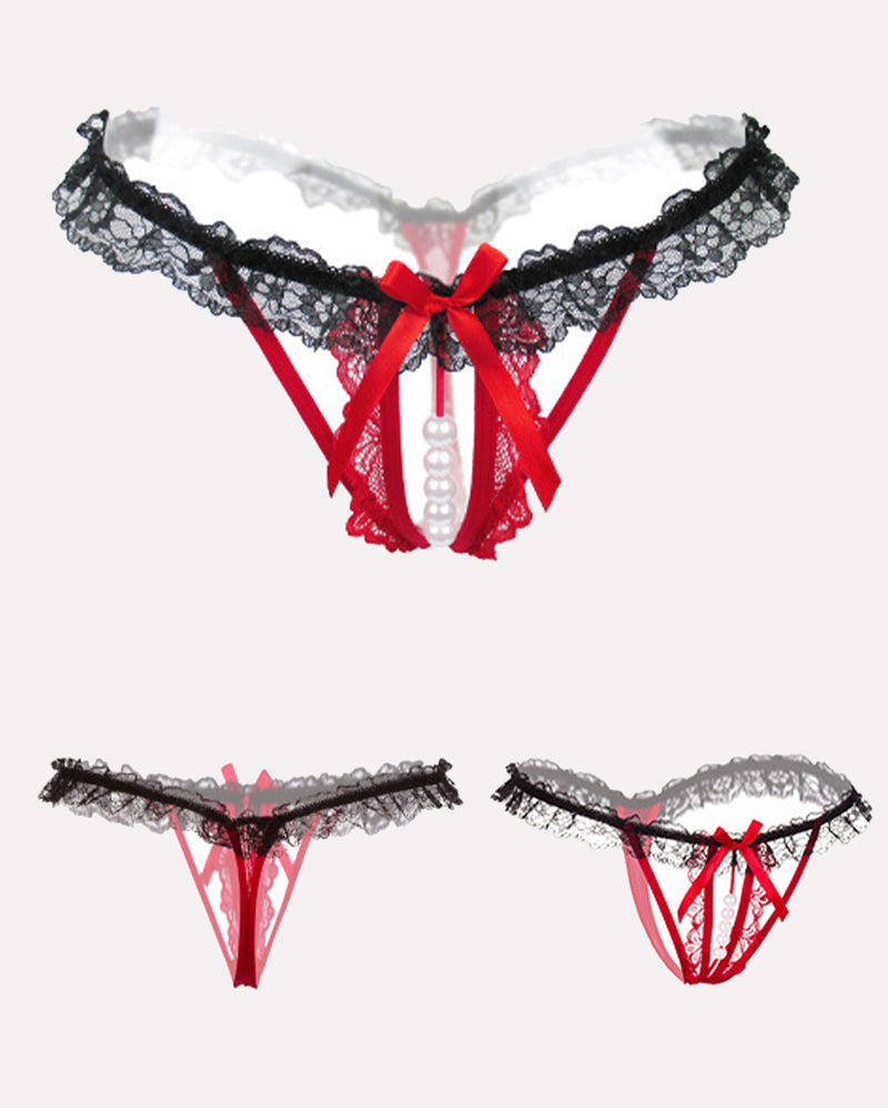 Lace Low-Rise Pearl Thong Panties Avidlove-Panty - Tophatter Daily Deals