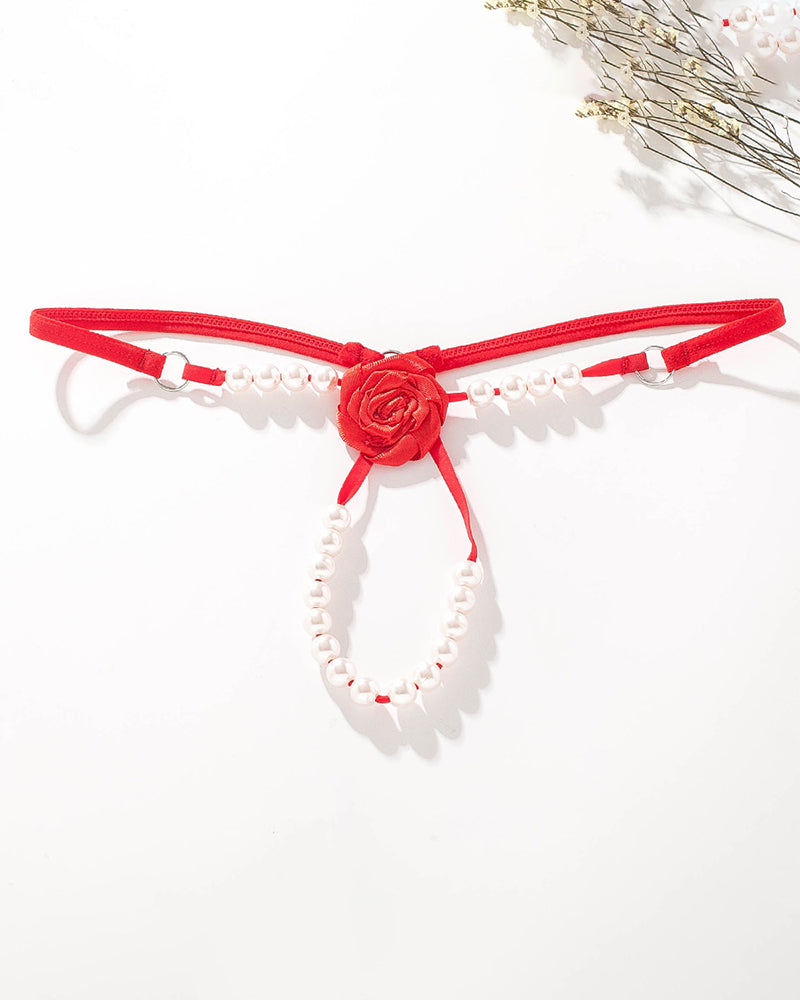 Pearl Rose See-Through Thong Panties Red Avidlove-Panty - Tophatter Daily Deals