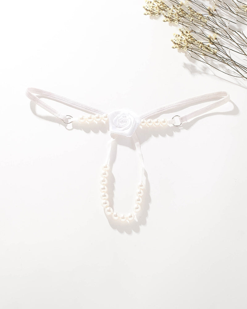 Pearl Rose See-Through Thong Panties White Avidlove-Panty - Tophatter Daily Deals