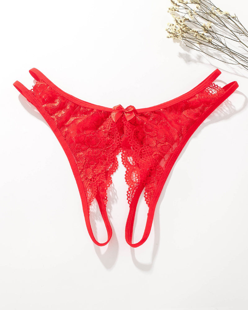 Lace Bows Open-Cut Panties Red Avidlove-Panty - Tophatter Daily Deals