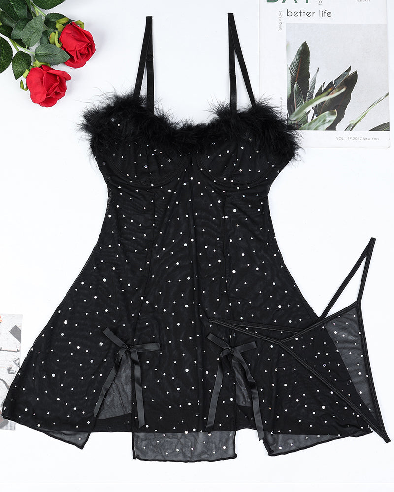 Diamond See-Through Elastic Slit Dress Set Avidlove-Chemises - Tophatter Daily Deals