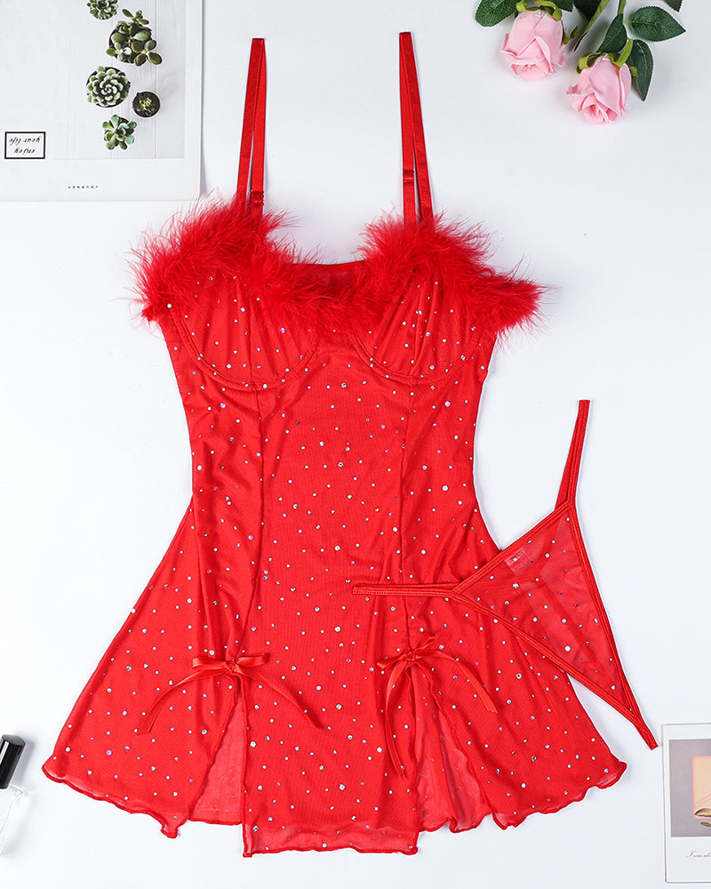 Diamond See-Through Elastic Slit Dress Set Avidlove-Chemises - Tophatter Daily Deals