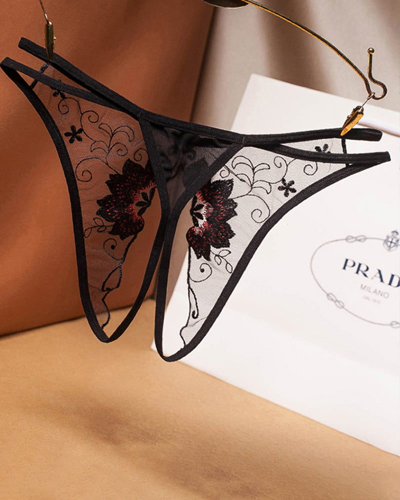 Mesh Embroidered Crotchless Thong Avidlove-Panty - Tophatter Daily Deals