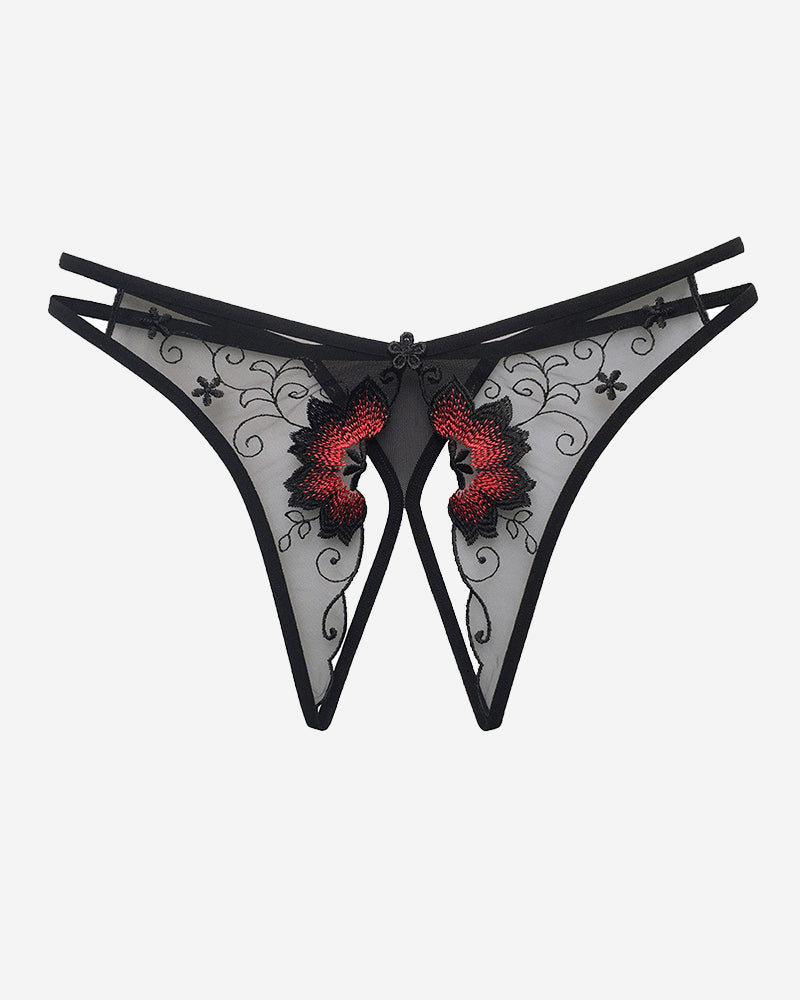 Mesh Embroidered Crotchless Thong Avidlove-Panty - Tophatter Daily Deals