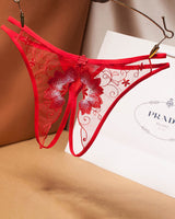 Mesh Embroidered Crotchless Thong Red One Size Avidlove-Panty - Tophatter Daily Deals