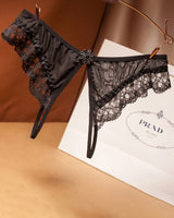 Crotchless Lace Low Waist Thong Black One Size Avidlove-Panty - Tophatter Daily Deals