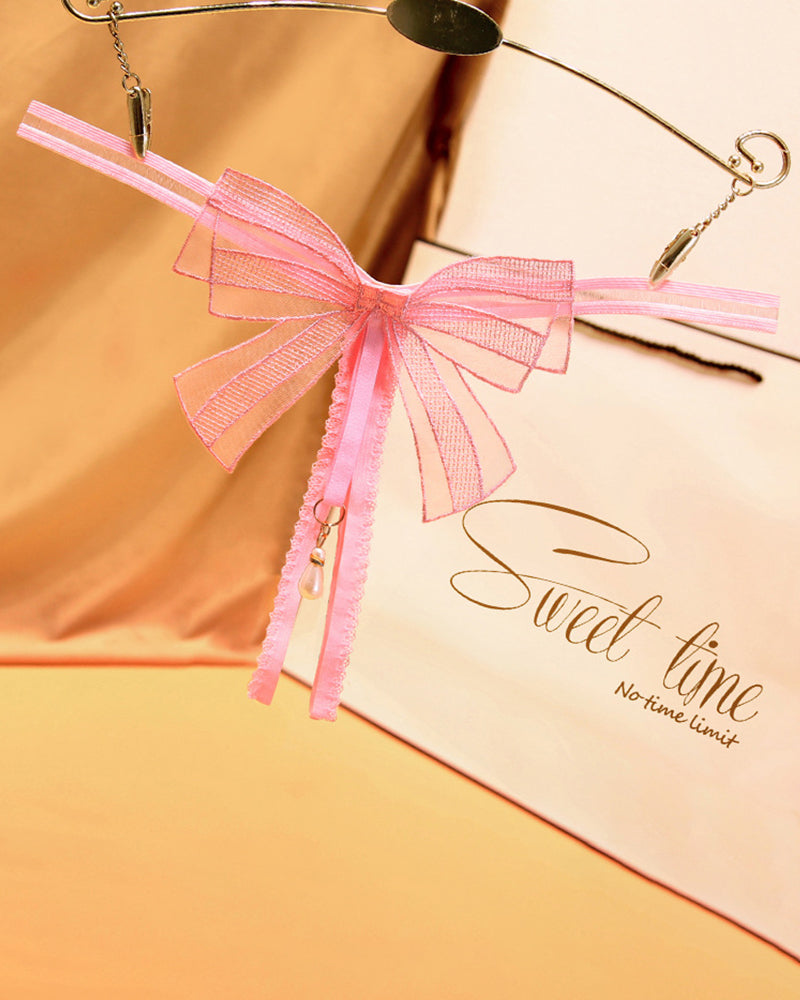 Bowknot Crotchless Beaded Thong Pink One Size Avidlove-Panty - Tophatter Daily Deals