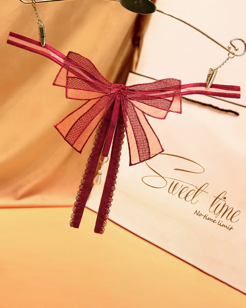 Bowknot Crotchless Beaded Thong Red One Size Avidlove-Panty - Tophatter Daily Deals