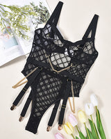 ⚡Flash Sale-Mesh Chain Garter Bodysuit Shaperwear-bodysuit - Tophatter Daily Deals