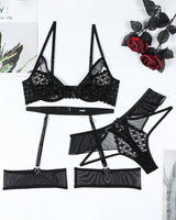 Half Cup Hollow Mesh Lingerie Set Avidlove-Bra Sets - Tophatter Daily Deals