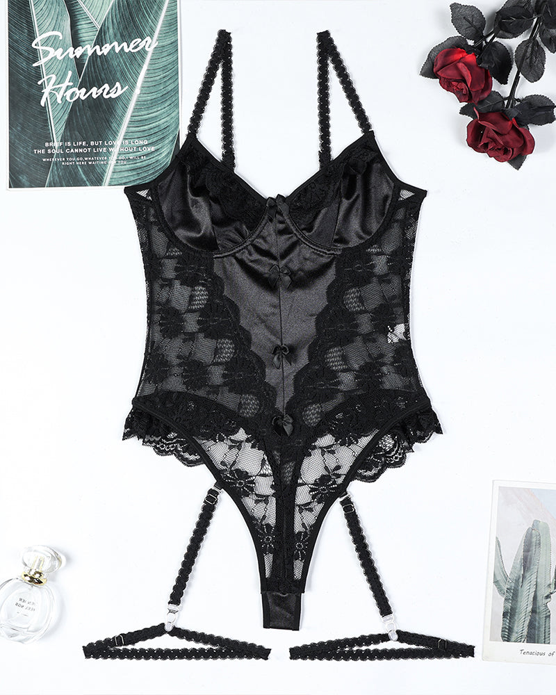Lace Bow Mesh Bodysuit Avidlove-Bodysuits - Tophatter Daily Deals