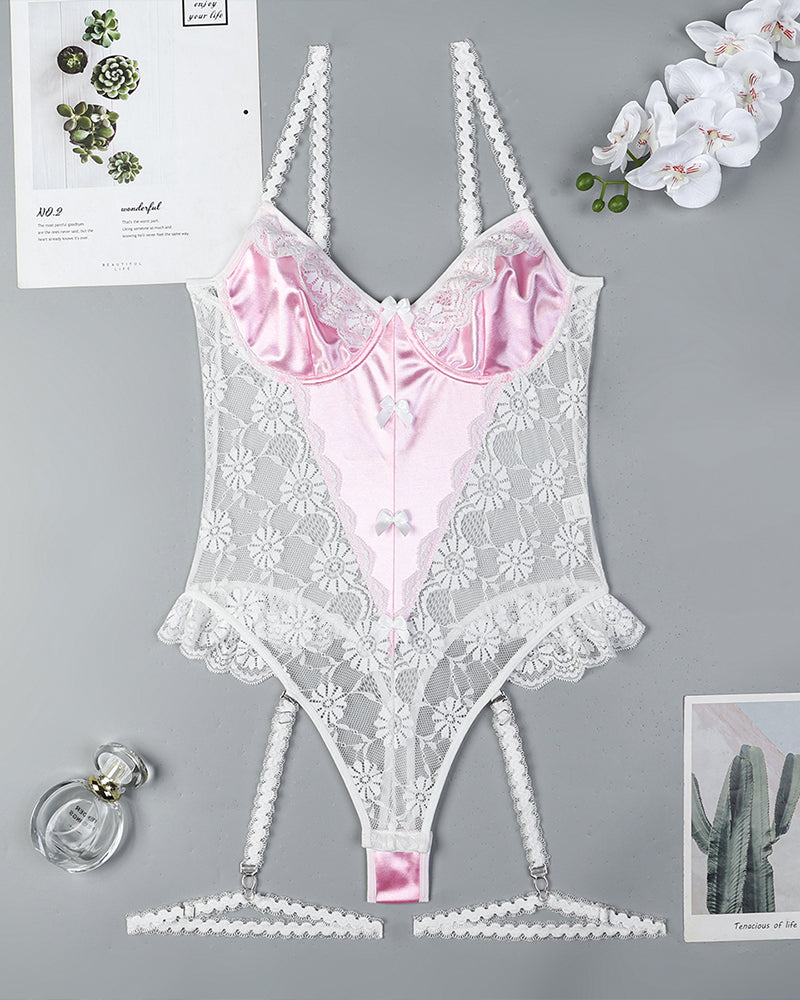 Lace Bow Mesh Bodysuit Avidlove-Bodysuits - Tophatter Daily Deals
