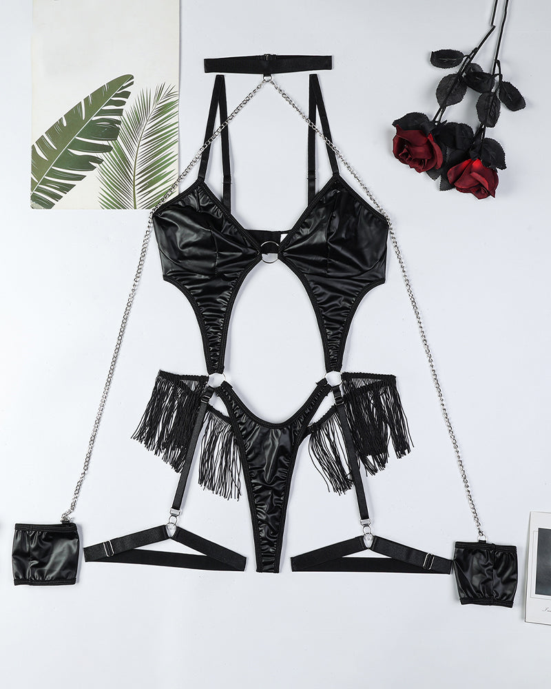 Chain And Leather Fringe Bodysuit Avidlove-Bodysuits - Tophatter Daily Deals