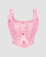 1950s 13 Boned Cotton Lace-Up Corset Pink Avidlove-Corset - Tophatter Daily Deals