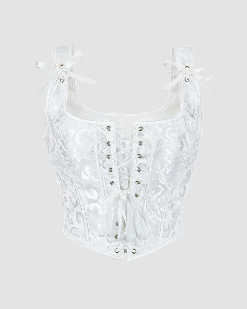 1950s 13 Boned Cotton Lace-Up Corset White Avidlove-Corset - Tophatter Daily Deals