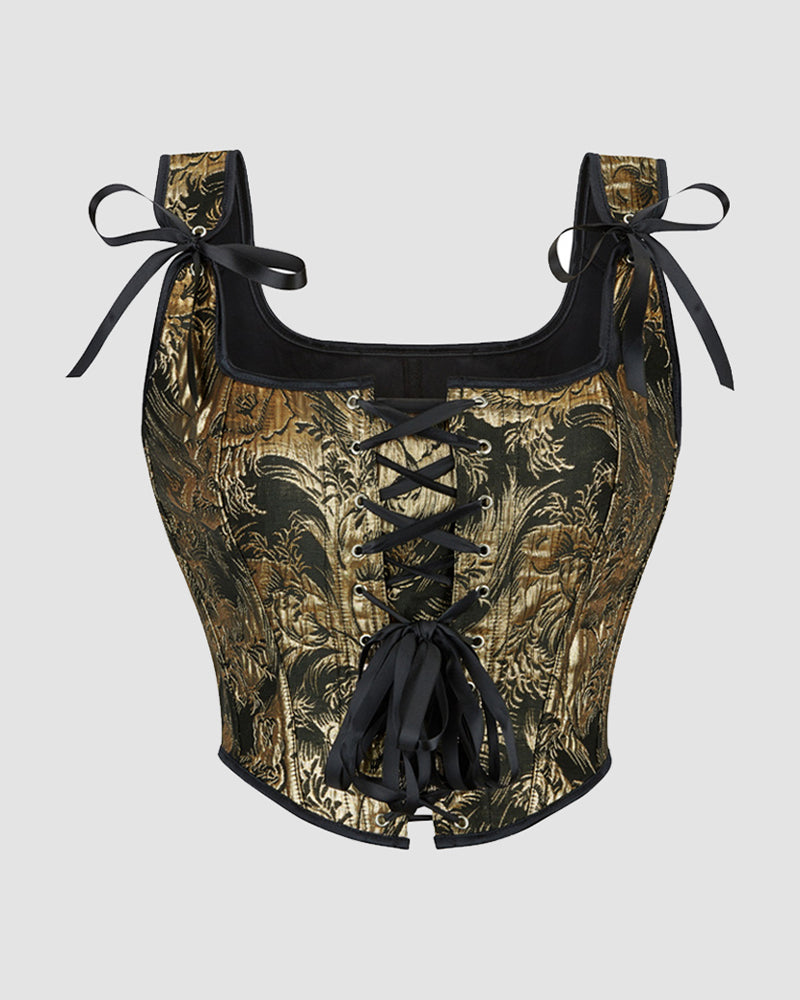 1950s 13 Boned Cotton Golden Corset Black Gold Avidlove-Corset - Tophatter Daily Deals
