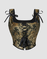 1950s 13 Boned Cotton Golden Corset Black Gold Avidlove-Corset - Tophatter Daily Deals
