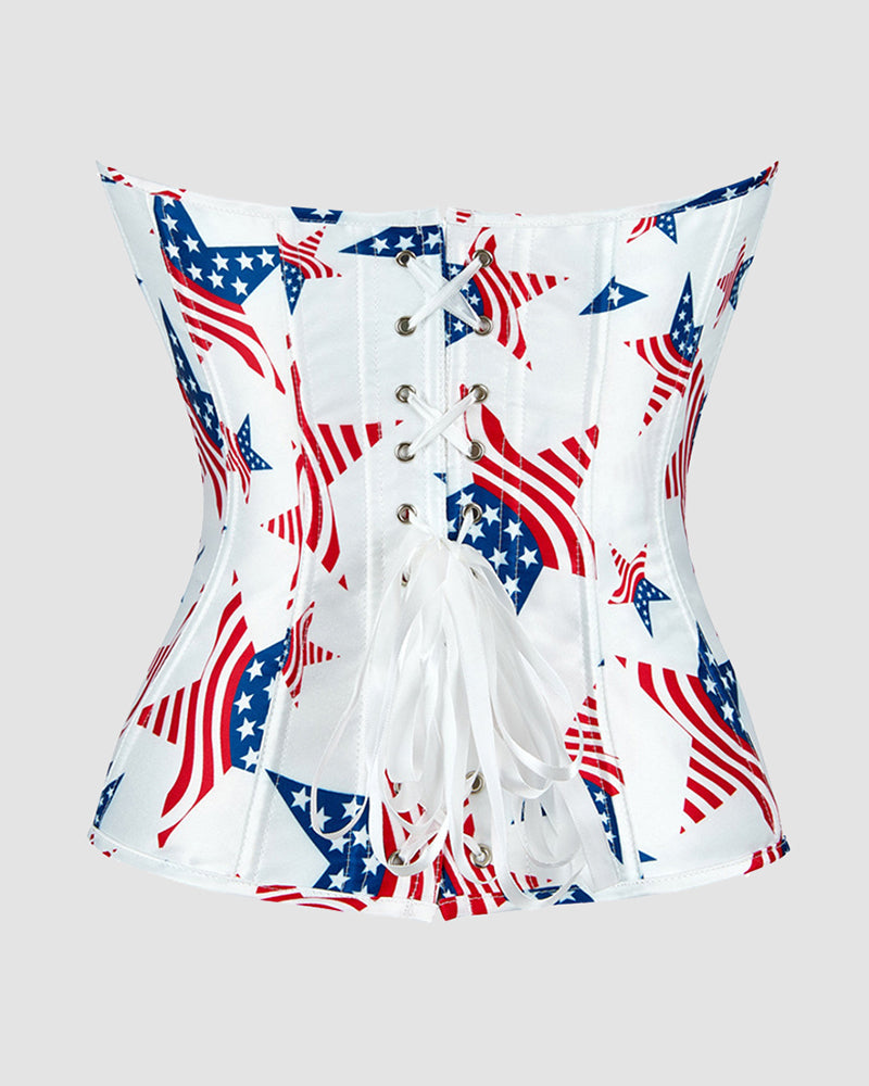 1960s 14 Bone Cotton Five-Pointed Star Corset Avidlove-Corset - Tophatter Daily Deals