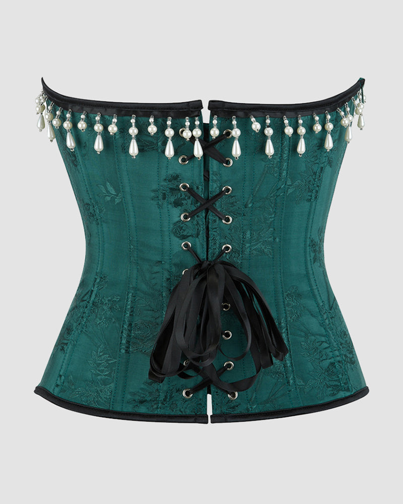 1980s 15 Boned Cotton Pearl Waist Training Corset Avidlove-Corset - Tophatter Daily Deals