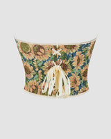 1930s 12 Boned Cotton Sunflower Corset Avidlove-Corset - Tophatter Daily Deals