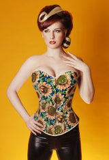 1930s 12 Boned Cotton Sunflower Corset Avidlove-Corset - Tophatter Daily Deals
