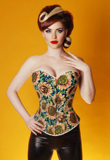 1930s 12 Boned Cotton Sunflower Corset Avidlove-Corset - Tophatter Daily Deals