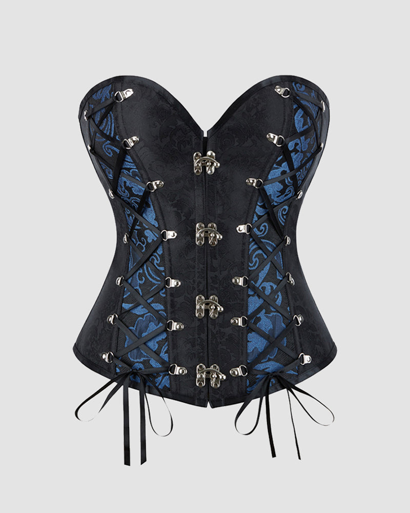 1980s 12 Boned Cotton Gothic Corset Dark Blue Avidlove-Corset - Tophatter Daily Deals