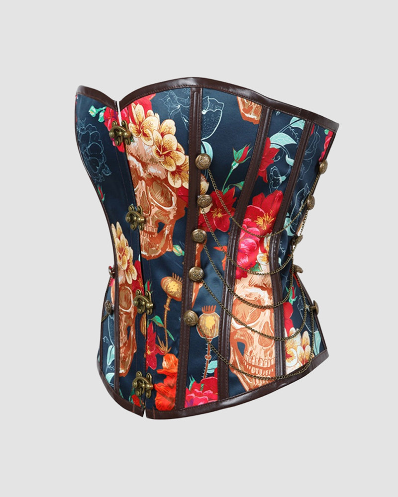1950s 12 Boned Cotton Button Chain Corset Avidlove-Corset - Tophatter Daily Deals