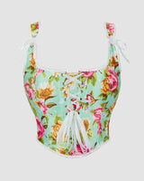 1930s 13 Boned Cotton Floral Pattern Corset Green Avidlove-Corset - Tophatter Daily Deals
