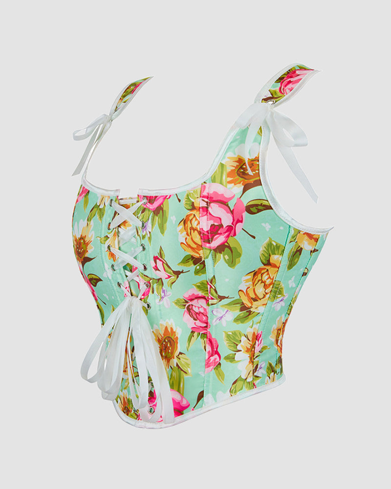 1930s 13 Boned Cotton Floral Pattern Corset Avidlove-Corset - Tophatter Daily Deals
