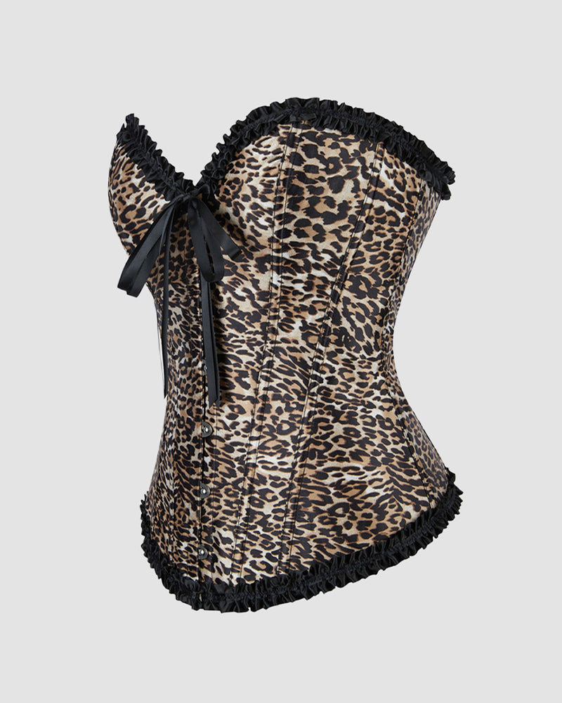 1960s 12 Boned Cotton Leopard Lace Corset Avidlove-Corset - Tophatter Daily Deals